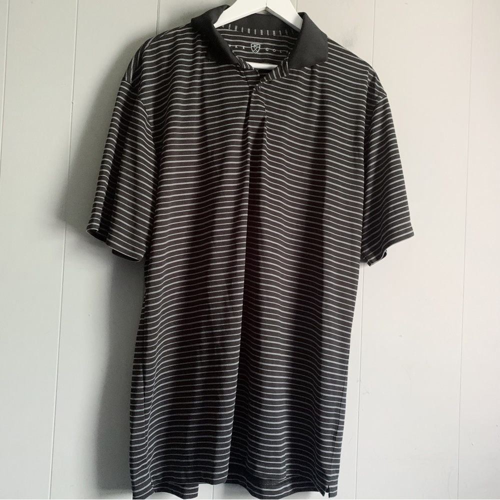 NIKE Golf Mens Dri-fit Training Athetic Polo Top Black Stripe XL